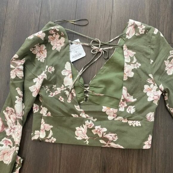 ZARA Floral Linen Crop Top - Picture 5 of 15